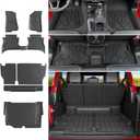 powoq Floor Mat Compatible with 2021-2025 Jeep Wrangler JL 4XE 4 Door Trunk Mat Backrest Mat TPE Replacement for 21-25 Jeep Wrangler JL Accessories (Fit 21-25 JL 4XE, Trunk Mat+Backrest Mat+Floor Mat)