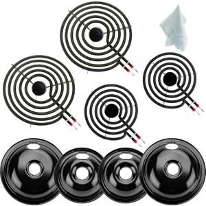 5304430149 5304430150 Porcelain Drip Pan Set & MP22YA Electric Range Burner Element Unit Set Replaces 318067041 318067051 by Cenipar-Compatible with Frigidaire Kenmore Crosley Range Oven/Stove