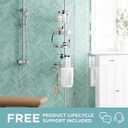 Zenna Home Tension Pole Shower Caddy Corner Organizer, Adjustable Standing Shower Caddy with 4 Baskets and Built in Towel Bar, Rust Resistant Bathroom Tension Rod Organizer, 60 to 97 Inch, Chrome