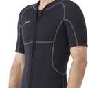 Hevto Men Wetsuit Tops and Vest 3/2mm Neoprene Jacket Surfing Swimming Front Zip Wet Suit for Water Sports (Large)
