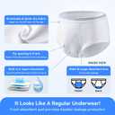 Carer Mens Incontinence Underwear Washable 3 Pack Cotton Reusable Incontinence Boxers Briefs for Men Built in Cotton Pad for Bladder Leakage 150ML, Large