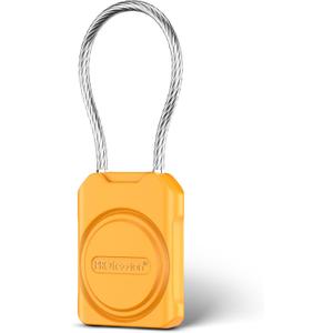 PROfezzion Secure Air Tag Holder with Metal Wire Cable for Luggage, IPX8 Waterproof Hard Shell Hidden Air Tag Case with Allen Key Locking System for Travel Suitcase, Backpack, Keys, Pets & More (Yellow)