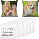 OKBA 15 pcs Sublimation Blanks Pillow Cases 16"x 16" White Cushion Covers Glossy Satin Pillow Covers Heat Transfer DIY Custom Picture