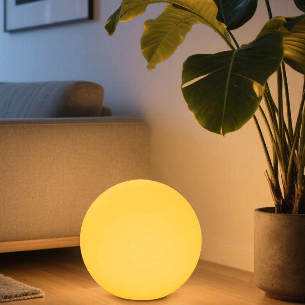 12-in LED Globe Orb Lamp, Dimmable RGB Color Changing Glowing Orb Lights Rechargeable Glowing LED Ball Light w/Remote, Waterproof Outdoor Globe Light Soothing Mood Lamp for Bedroom Garden Patio Decor