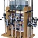 Rush Creek Creations Fishing Rod Holder for 14 Saltwater/Freshwater Rods, Fishing Pole Holder w/ up to 4 Fishing Gear Tackle Box Storage for Garage Organization/Boat Storage for Fishing Accessories