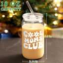 2 x Mom Gifts, Cool Moms Club 18 Oz Can Glass Cup, Funny New Mom Presents Ideas for Mother's Day Birthday Valentine's Day