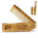 Striking Viking Folding Wooden Comb for Men - Sandalwood Switchblade Beard Comb for Grooming and Styling - Use Dry or With Oils & Balms