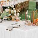 8 Pieces White Plastic Table Skirts 14 Feet x 29 Inch for Rectangle Tables Fitted Tablecloth Disposable Table Cover for Birthday Party, Events, Banquette Baby Shower