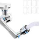 1080 Rotating Faucet Extender with Filter Cotton, Brass Multifunctional Swivel Extension Robotic Arm Sink Aerator for Kitchen/Bathroom, 2 Water Outlet Modes, Silver