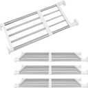 Geetery 4 Pcs Closet Tension Shelf Rod Metal Expandable Shelf Organizer Adjustable Closet Shelves Rack DIY Dividers Separators for Cabinet Storage Locker Clothes(16.54–23.62 Inch)