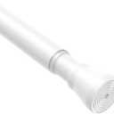 Tension Rod 28 to 48 Inch Spring Curtain Rods No Drilling Expandable Tension Rod Adjustable Rods Pressure Spring Curtain Rod for Windows Doorway Kitchen, White