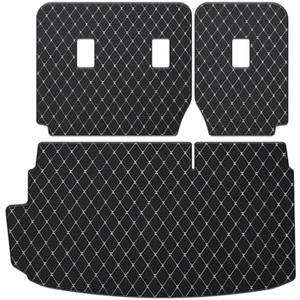 Cargo Mat & Backrest Mat Compatible with 2015-2025 Ford Edge (Include Rear Left and Right Side Panels) PU Leather All Weather Full Coverage Waterproof Trunk mat (Black & Beige Stitching)