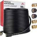 YAMATIC Kink Resistant Pressure Washer Hose 50FT 1/4" M22 & 3/8" Quick Connect Power Washer Hose Replacement for Ryobi, Troy Bilt, Greenworks, CRAFTSMAN Most Brand Power Washer, 3200 PSI