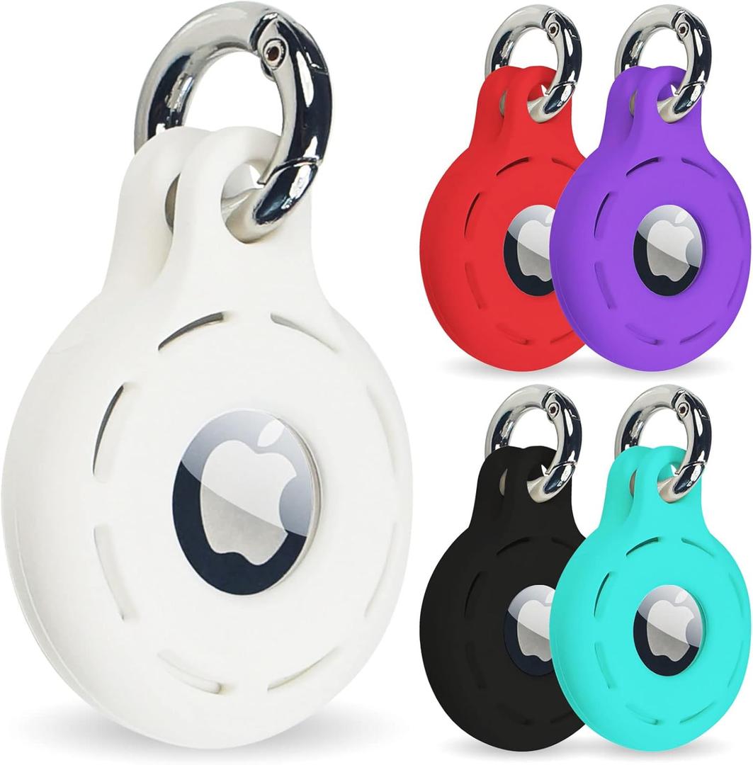 Apple Air Tag 5 Pack Holder Case - Secure AirTags Keychain for Luggage Keys Kids Pets Dogs & Cats - Travel Outdoor Indoor Use (5 Pack)