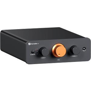 Fosi Audio P4 Mini Preamp with 3 RCA Inputs, Home Audio Stereo Pre amp for Amplifier/Active Subwoofer/Speakers, Preamplifier with 3-Level Adjustable Gain 3/6/9 dB, Bass and Treble Control