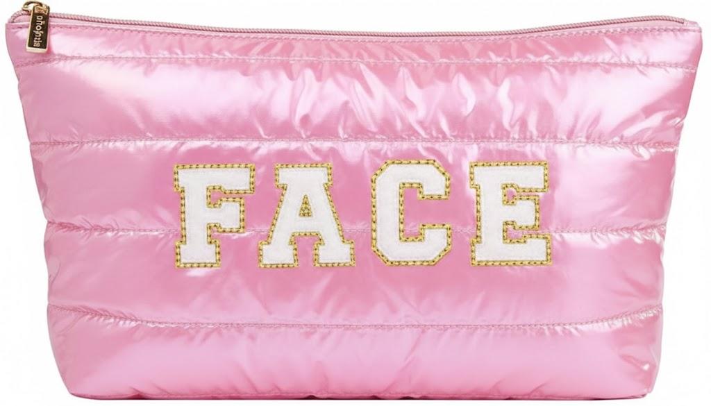 Hiroyuki Iridescent Makeup Bag, 14 inches Cosmetic Bag, Large Capacity Travel-Friendly Pouch (Face, pink)