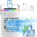  Battery Powered Portable Air Conditioner, 6000mAh Rechargeable Small Air Conditioner Fan for Room, Personal Air Cooler with Mist, Timer & Light, Mini AC Unit Cooling Fan for Bedroom, Camping, Tent, Car