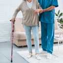 supregear Folding Cane, 5-Level Adjustable Height Walking Stick Lightweight Collapsible Portable Travel Cane with Wrist Strap and T Handle for Elderly Disabled Men Women (Purple Floral)