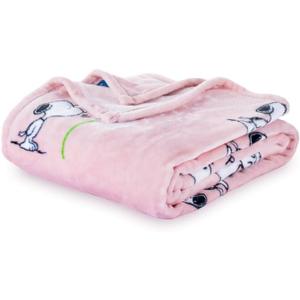 Berkshire Blanket Peanuts VelvetLoft Cute Character Snoopy Plush Blanket,Make A Wish Spring Pink,Twin 60 in x 90 in (Official Peanuts Product)