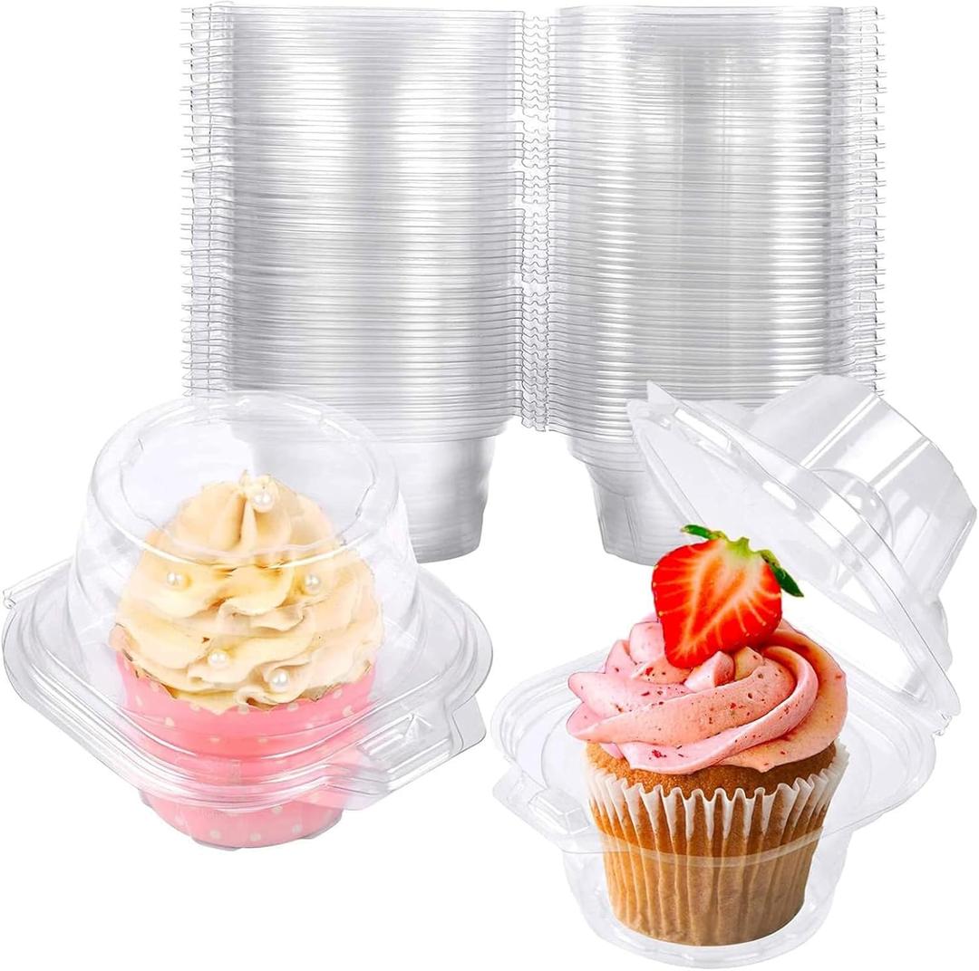 25 Pack Individual Cupcake Containers Plastic Cupcake Boxes Cupcake Holders Stackable Deep Dome Cupcake Carrier