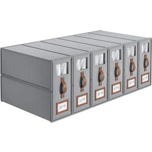 6 Pack Bed Sheets Organizers And Storage,Sheets Set Folder Keeper with Handle,Foldable Bedding Storage Box For Linen Closet,Duvet Cover(King Size-3.7 Gal,Beige) (Gray)