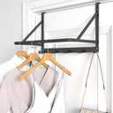 Over The Door Clothes Hanger, Metal Clothes Rack for Door with 5 Hooks, Over The Door Hanger for Bathroom, Laundry, Bedroom, Washroom, Fits Door Up to 1.97", Matte Black