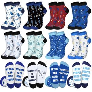 3 x Liitrsh 8 Pairs Lacrosse Socks for Men Women Funny Lacrosse Gifts,Unisex