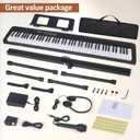 88 Key Piano Keyboard, Electric Digital Piano with Semi Weighted Keys, Keyboard Piano with Sustain Pedal, Power Supply, Stand, Carrying Case, Headphones, USB-MIDI Compatibility, for Beginner Adults