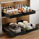 2 Pack Pull Out Cabinet Organizer,21.8" Deep Slide Out Drawer for Cabinets Adhesive Pull Out Drawers Heavy Duty Pull Out Shelves for Kitchen,Cupboard,Pantry,Bathroom-Black