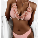 Pink Appliques Triangle Halter Bikini M