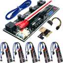 6 Pack PCI-E Riser 010S GPU Riser Adapter Card PCI-Express 1X to 16X Riser Card with 8 Solid Capacitors for Bitcoin Ethereum Mining