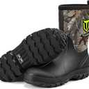 TIDEWE Rubber Boots for Men, 5.5mm Neoprene Insulated Rain Boots with Steel Shank, Waterproof Mid Calf Hunting Boots, Sturdy Rubber Work Boots for Farming Gardening Fishing (8, Next Camo G2)