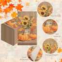 100PCS Fall Thanksgiving Napkins, Disposable Sunflower Pumpkin Paper Napkins for Thanksgiving Party Table Decorations