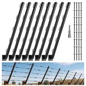 8 Pack 31.5" 25° Fence Post Extender for Outdoor | Wire Extend Arm with 25° Angle,Flat Surface Mounted for Fences to Protect Privacy,Prevent Pets Jumping & Animals Breaking In