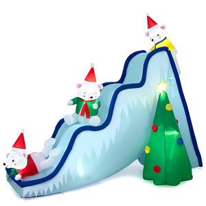 6.6-ft H Lighted Inflatable Polar Bear Slide Scene