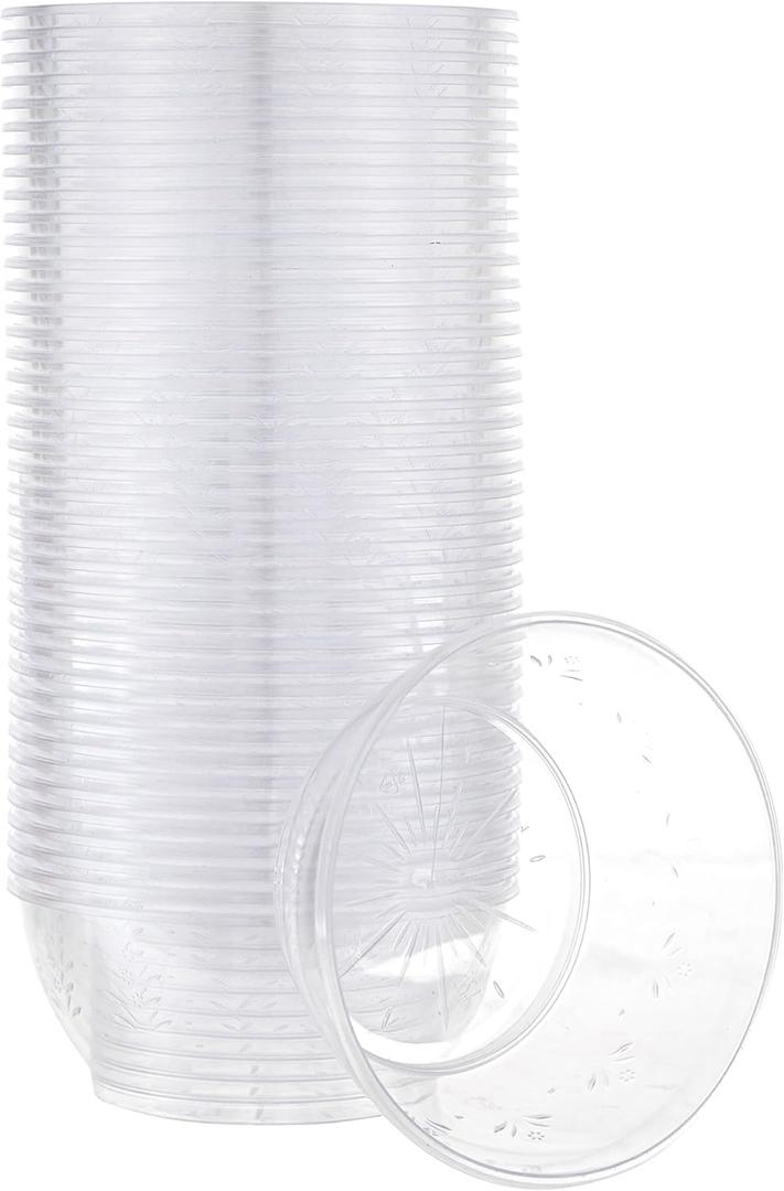 PLASTICPRO 6 ounce Premium Heavy Weight Crystal Clear Disposable Hard Plastic Dessert Size Party Bowls Pack of 40