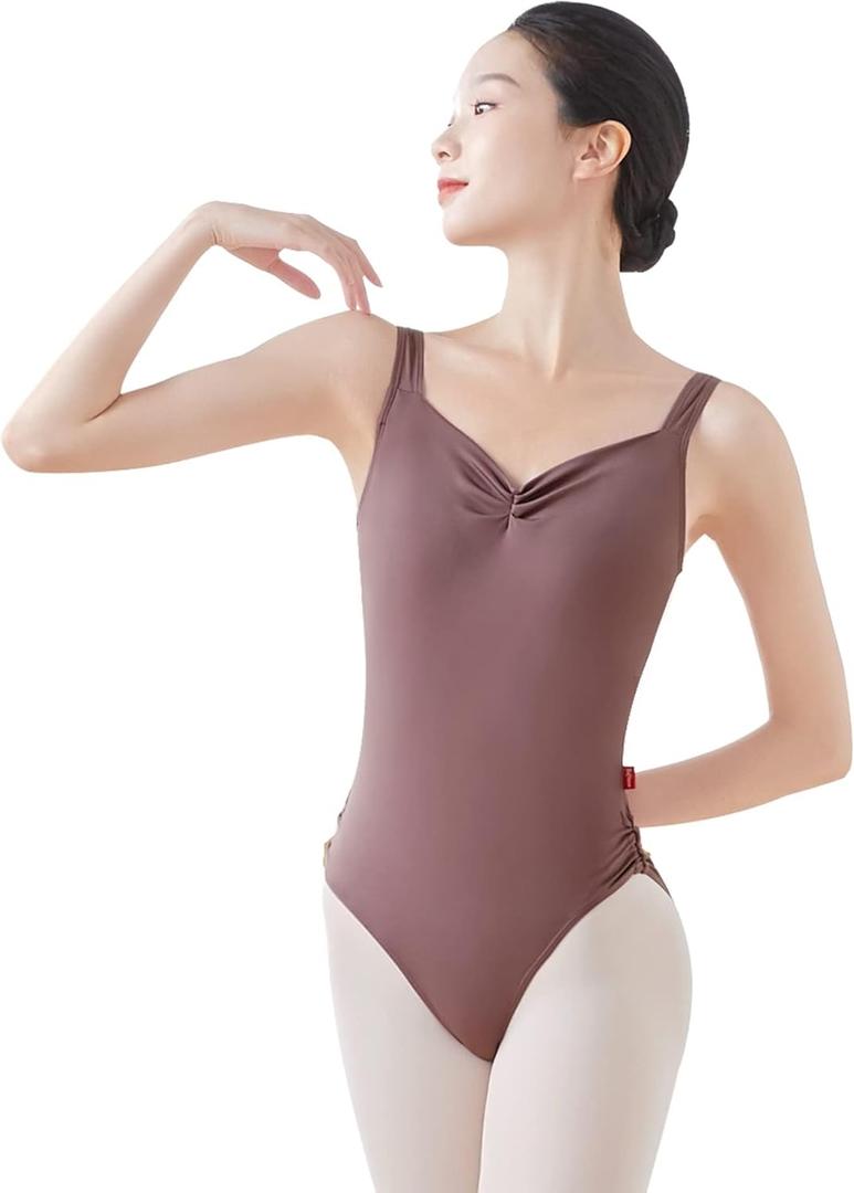 Daydance Teens Women Dance Leotards for Ballet, Tanks Sleeveless Gymnastic Leotards (X-Large, Brown-princess Vest)