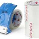 3 Inch Wide Clear Packing Tape with Dispenser,2.4 Mil x 55 Yards Heavy Duty Packaging Tape Refill for Shipping,Industrial Grade,Urtal Strong Boxing Tape for Moving,Mailing and Storages