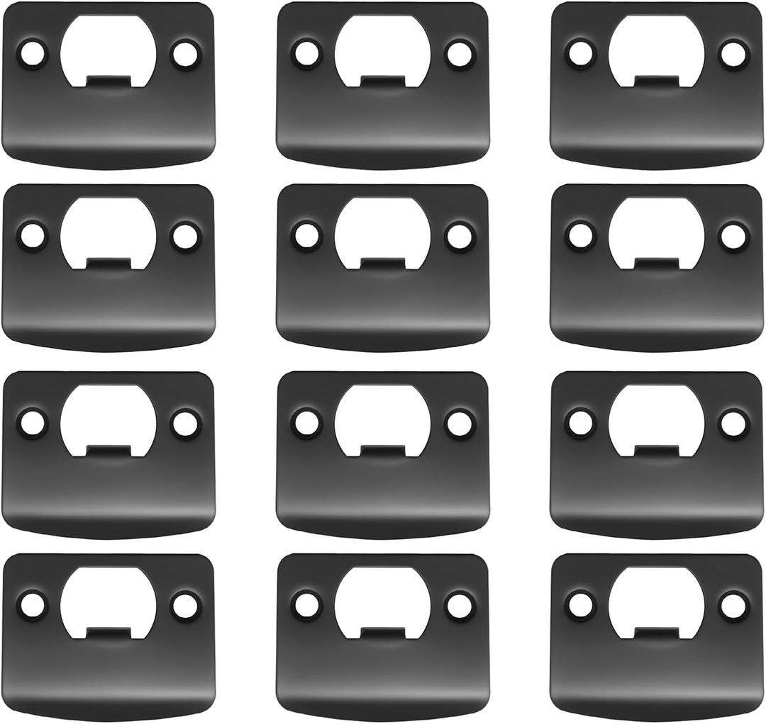 EATAKWARD 12 PCS Stainless Steel Deadbolt Covers Door Reinforcement Kit, Door Strike Plate, Black Deadbolt Strike Plate for Residential and Commercial Use (Rounded Corners)