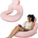 INSEN Reading Pillow, Back Pillow for Sitting in Bed for Reading, Nurse & Relax, Reading Pillow for Adults, Moms & Kids, Sit Up Pillow for Bed (Upgrade-Dot Velvet-Pink, Upgraded)