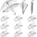 12 Pack Clear Wedding Umbrellas Bulk, Transparent Auto Open Stick Umbrellas, Windproof Waterproof Rain Umbrella with White J Hook Handle, Large Clear Umbrella for Wedding Souvenirs Bride Groom Photography Golf Outdoor