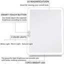deweisn Folding Lighted Makeup Mirror with 72 LEDs 3 Colors Light Modes USB Rechargable 1800mA Batteries Portable Ultra Thin Compact Vanity Mirror Dimmable Travel Mirror