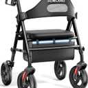 HOMLAND Foldable Rollator Walker for Seniors with Seat, 16" Extra-Wide Seat