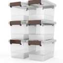 WYT Clear Storage Latch Box, 6 Pack Storage Organizer Bins with Latching Handle and Lids, 3.5 Quart