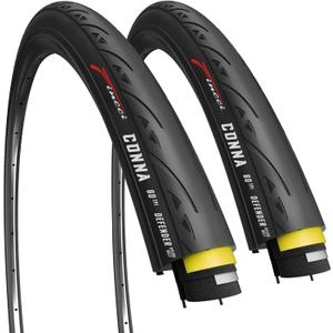 Fincci 700 x 25c Tire Foldable 25-622 60 TPI with LVL3 Nylon Protection for Cycle Race Road Touring Bicycle Bike (Pair)