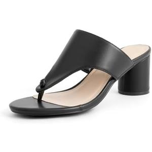 BHDJK Women's Broadband Slingback Chunky Low Heel Flip Flops Sandal Fashion Open Round Toe Slip On Anti-Slip Dress Party Thong Heels for Dating Shoping, Size: 7