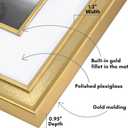 Americanflat 16x20 Picture Frame with Decorative Inner Mat Accent - Displays 11x14 Photos with Mat or 16x20 Without - Veranda Collection - Gold Vintage Frames with Polished Plexiglass
