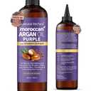 Natural Riches Purple Moroccan Argan Oil for Hair with Linseed Extract, Anti-Brass Formula for Blonde, Silver, Platinum & Grey Hair Neutralize Yellow Tone, Smooths Frizz & Restore Shine 8 fl oz