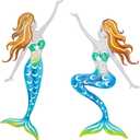 Metal Mermaid Wall Art, Ocean Indoor/Outdoor Art, Fish Wall Art for Bathroom, Kitchen, Garden & Pool (2 Pcs)