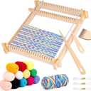 Lemonfilter Weaving Loom for Kids, 9" x 11" DIY Hand-Knitting Wooden Tapestry Weaving Loom Kit, Large Weave Frame for Adult and Beginners Handcraft Gift for Birthday Christmas